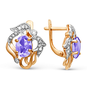 Серьги из красного золота с аметистами