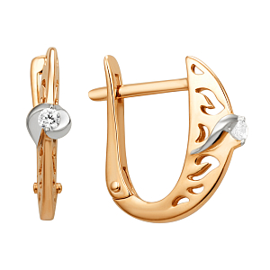 Серьги из красного золота с фианитами