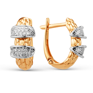 Серьги из красного золота с фианитами