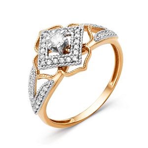 Кольцо из красного золота с фианитами