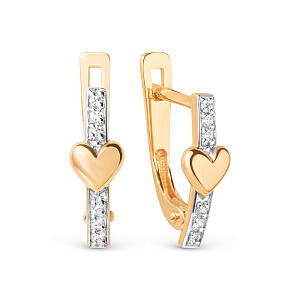 Серьги из красного золота с фианитами