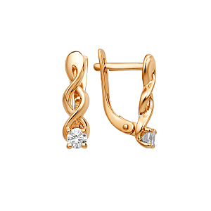 Серьги из красного золота с фианитами