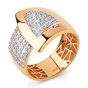 Кольцо из красного золота с фианитами