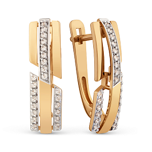 Серьги из красного золота с фианитами