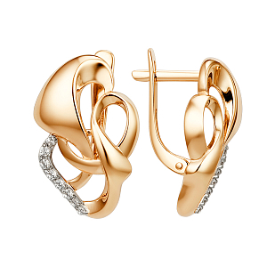 Серьги из красного золота с фианитами