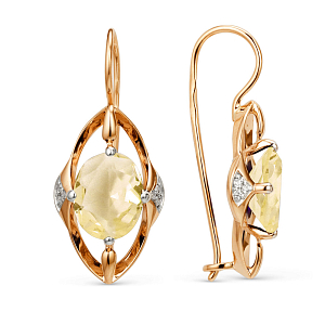 Серьги из красного золота с цитринами