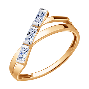 Кольцо из красного золота с фианитами