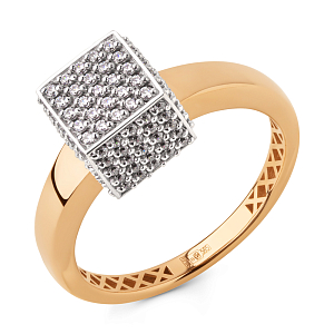 Кольцо из красного золота с фианитами