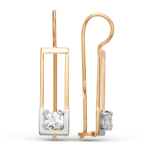 Серьги из красного золота с фианитами