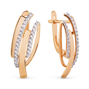 Серьги из красного золота с фианитами