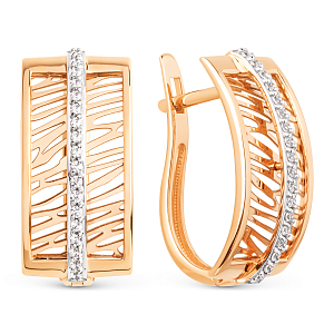 Серьги из красного золота с фианитами