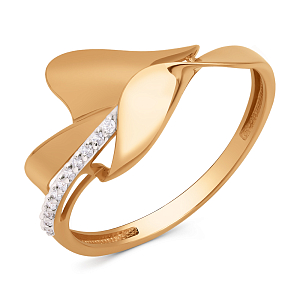 Кольцо из красного золота с фианитами