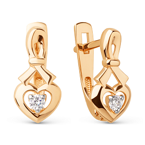 Серьги из красного золота с фианитами