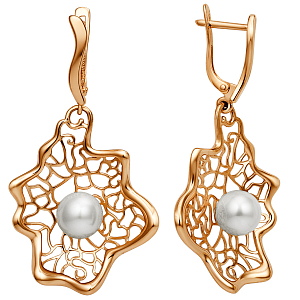 Серьги из красного золота с жемчугом