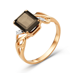 Кольцо из красного золота с раухтопазом