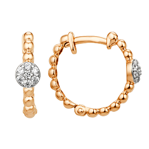 Серьги из красного золота с фианитами