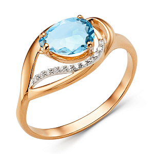 Кольцо из красного золота с топазом