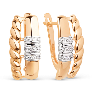 Серьги из красного золота с фианитами