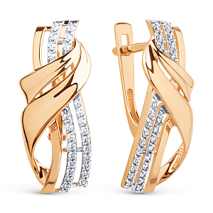 Серьги из красного золота с фианитами