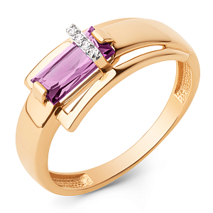 Кольцо из красного золота с аметистом