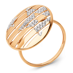 Кольцо из красного золота с фианитами