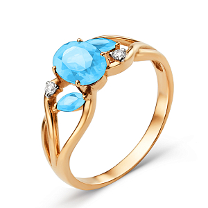 Кольцо из красного золота с swiss топазами