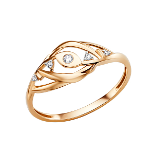 Кольцо из красного золота с фианитами