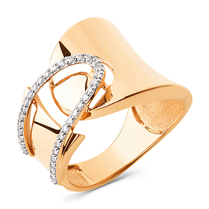 Кольцо из красного золота с фианитами