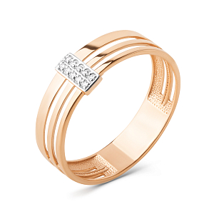 Кольцо из красного золота с фианитами