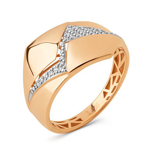 Кольцо из красного золота с фианитами