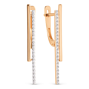 Серьги из красного золота с фианитами