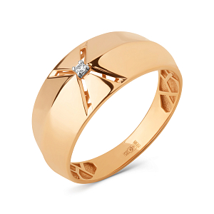 Кольцо из красного золота с фианитом