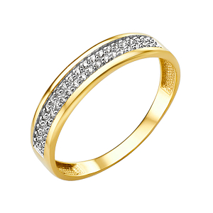 Кольцо из желтого золота с фианитами