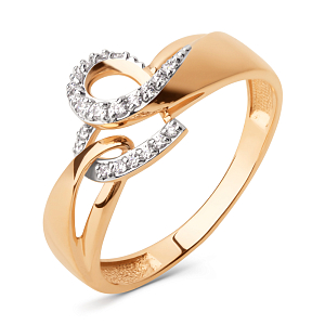 Кольцо из красного золота с фианитами