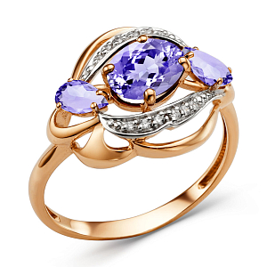 Кольцо из красного золота с аметистами