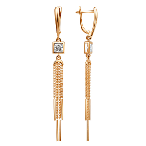 Серьги из красного золота с фианитами