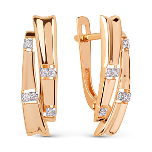 Серьги из красного золота с фианитами