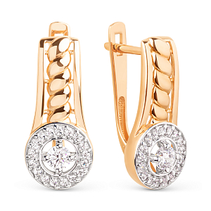 Серьги из красного золота с фианитами