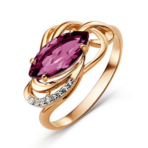 Кольцо из красного золота с гранатом