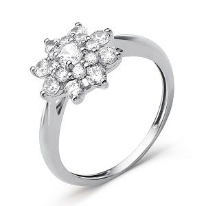 Кольцо из белого золота с фианитами