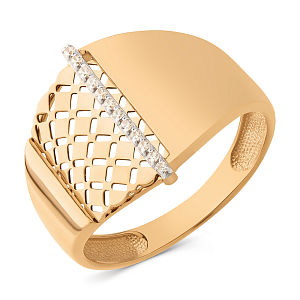 Кольцо из красного золота с фианитами