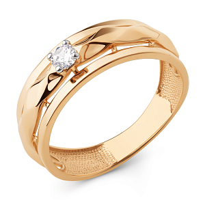 Кольцо из красного золота с фианитом