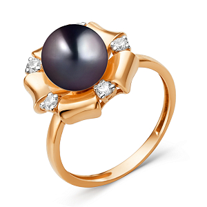 Кольцо из красного золота с фианитами