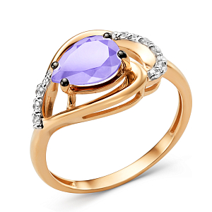 Кольцо из красного золота с аметистом