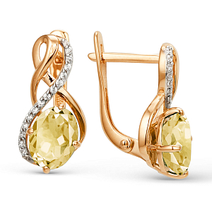 Серьги из красного золота с цитринами