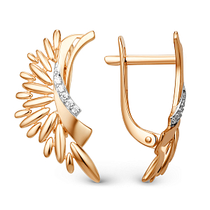 Серьги из красного золота с фианитами