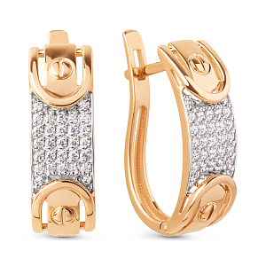 Серьги из красного золота с фианитами