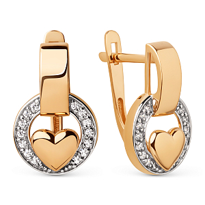 Серьги из красного золота с фианитами