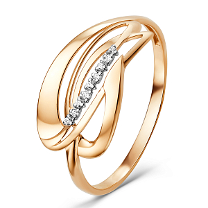 Кольцо из красного золота с фианитами