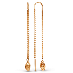 Серьги продевки из красного золота